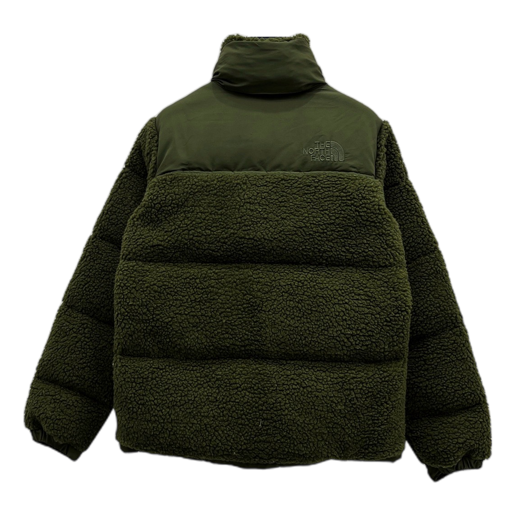 The North Face Fleece-Panel Puffer Jacket with Stand Collar - Olive