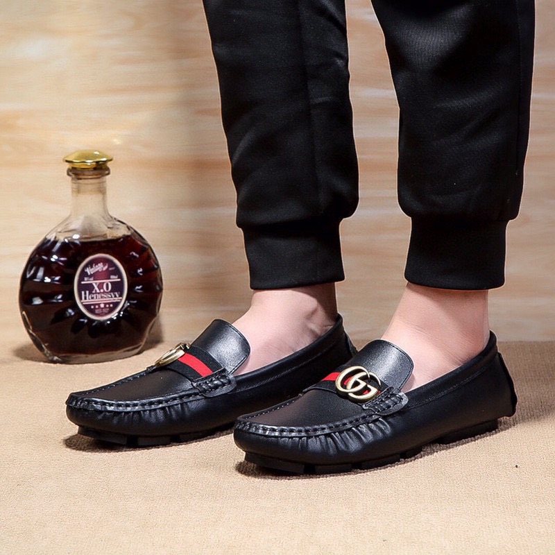 Gucci Black Red-Green Stripe Loafers