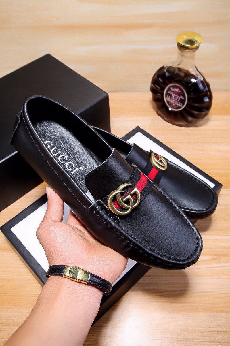 Gucci Black Red-Green Stripe Loafers