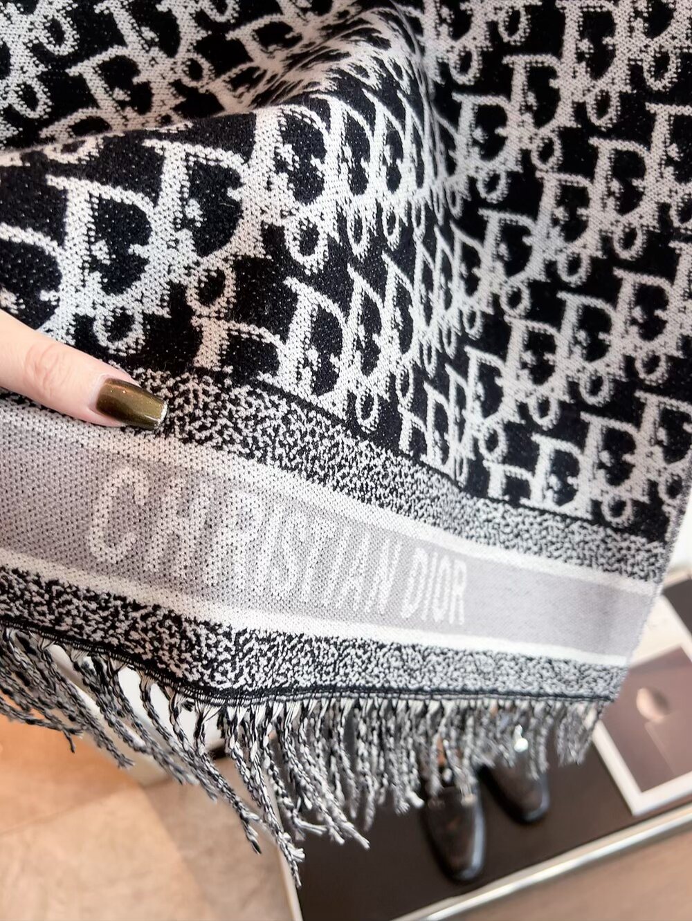 Dior Monogram Fringe Scarf