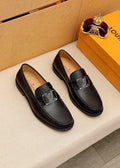 Louis Vuitton Black Leather Hardware Loafers - Rubber Outsole