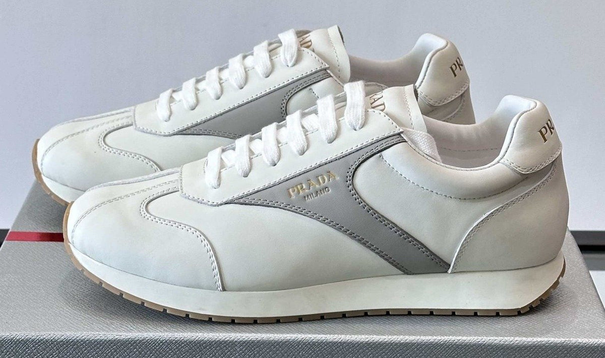 Prada Men's White and Light Gray Sneakers