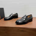Zegna Men's Black Leather Z-Accent Loafers