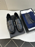 Prada Black Leather Penny Loafers
