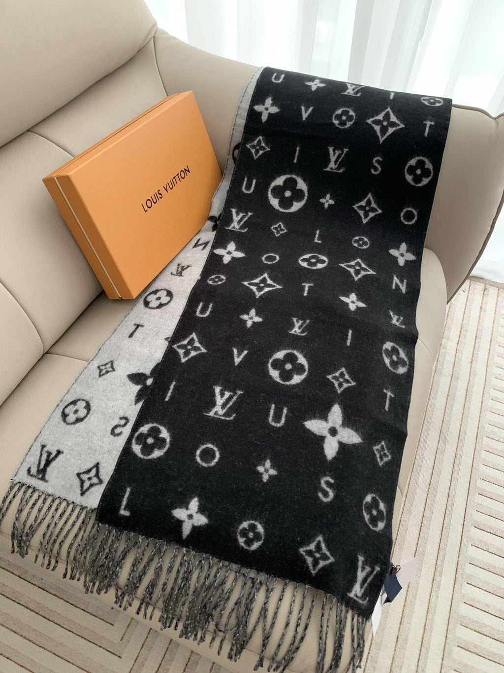 Louis Vuitton Reversible Monogram Fringe Scarf