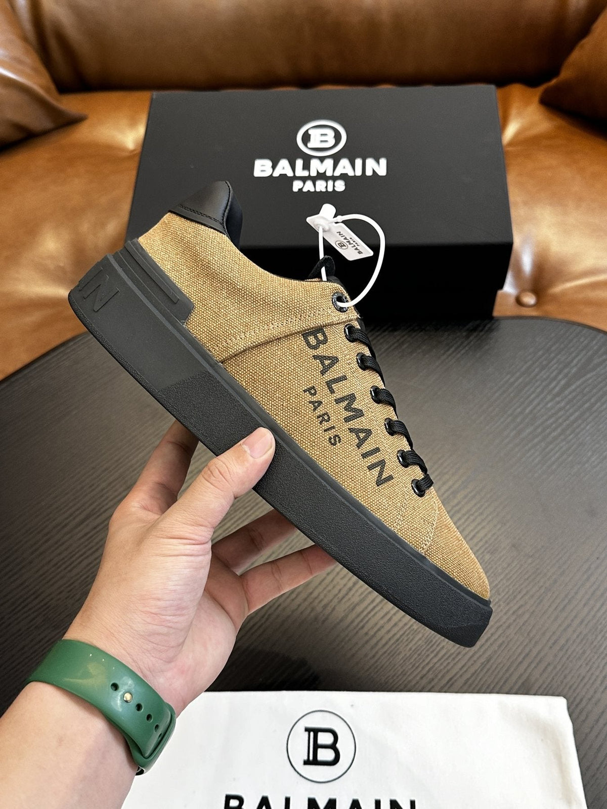 Balmain Tan and Black B-Skate Sneakers