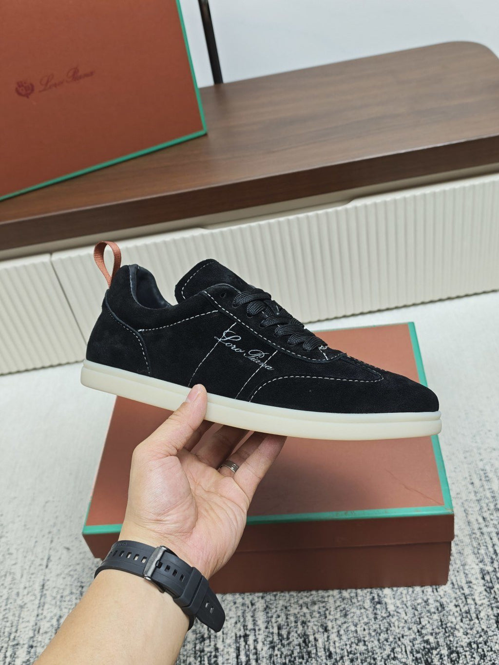 Loro Piana Black Low-Top Sneakers