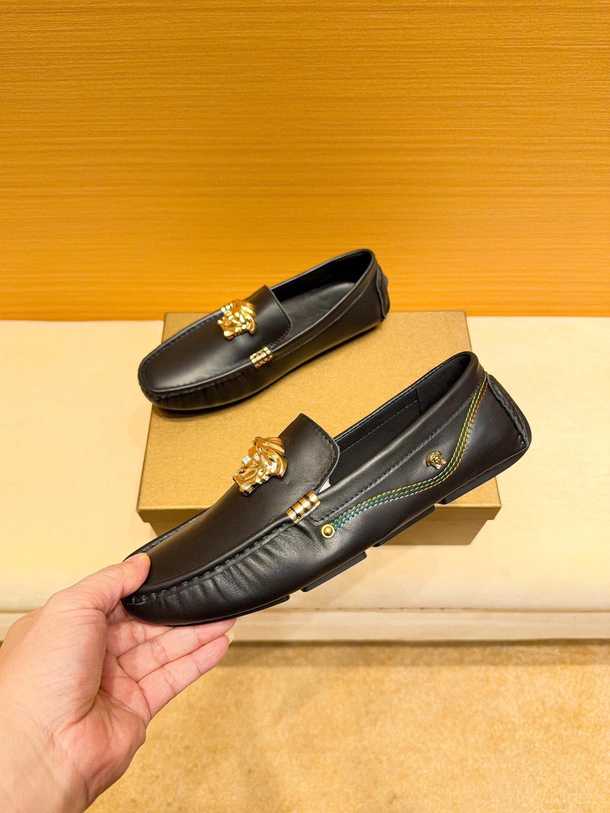 Versace Men's Black Medusa Loafers - Rubber Outsole