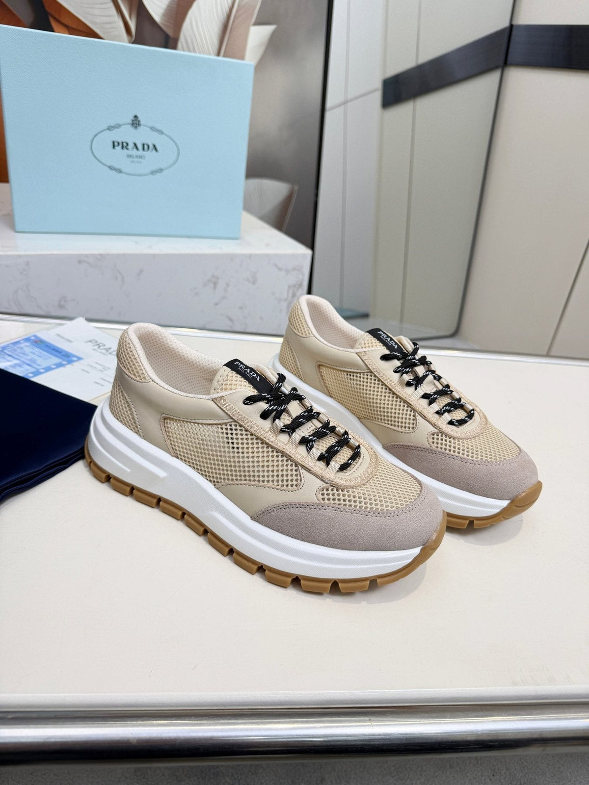 Prada Mesh Panel Sneakers