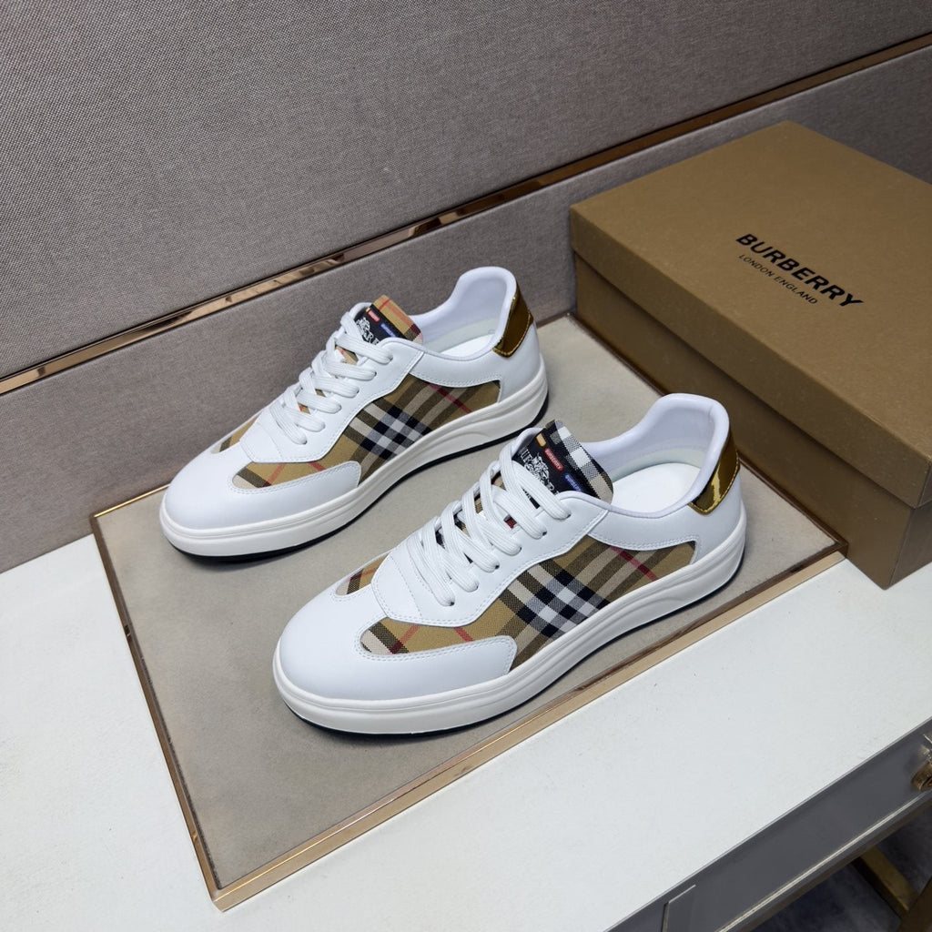 Burberry Plaid-Panel Low-Top Sneakers
