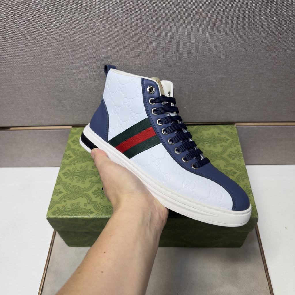 Gucci Green and Red Stripe High-Top Sneakers