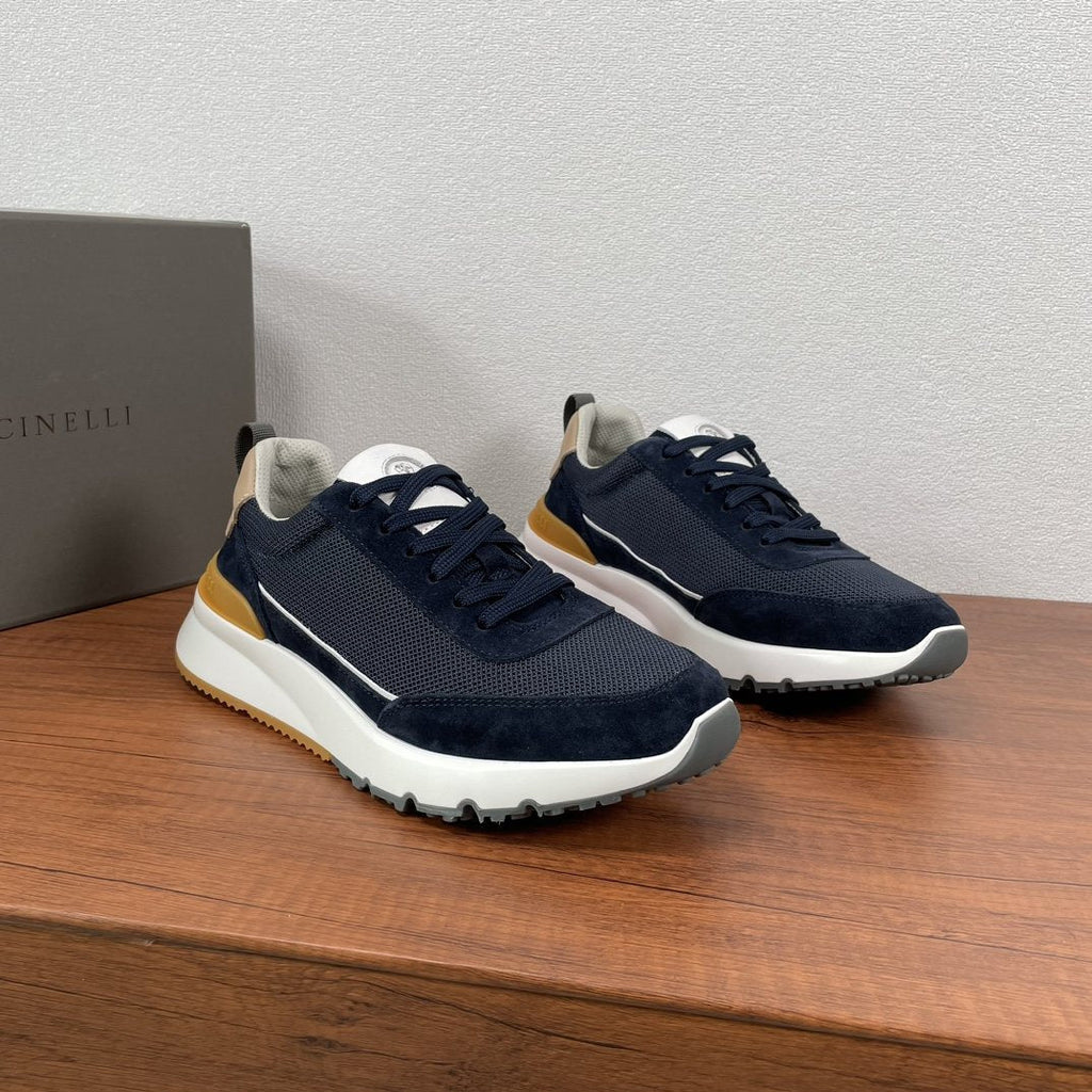 Brunello Cucinelli Men's Knit Panel Low-Top Sneakers