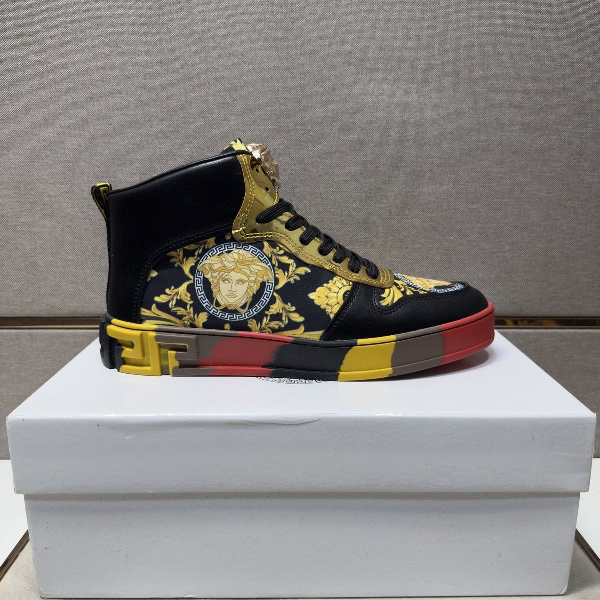 Versace Men's Gold High-Top Sneakers
