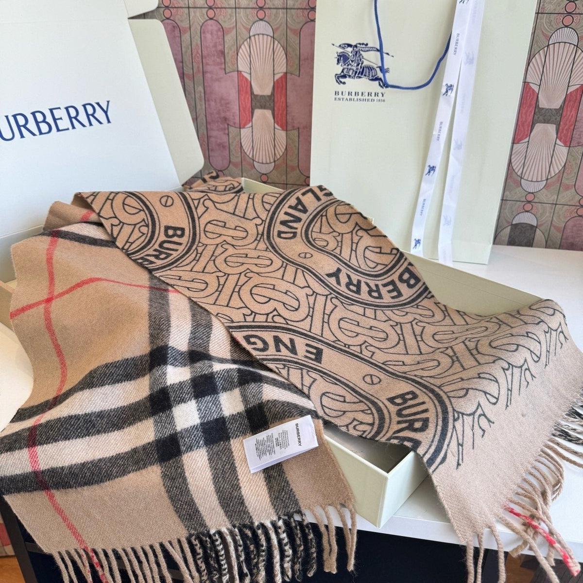 Burberry Reversible Check Monogram Scarf