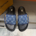Louis Vuitton Blue Monogram Strap Slide Sandals