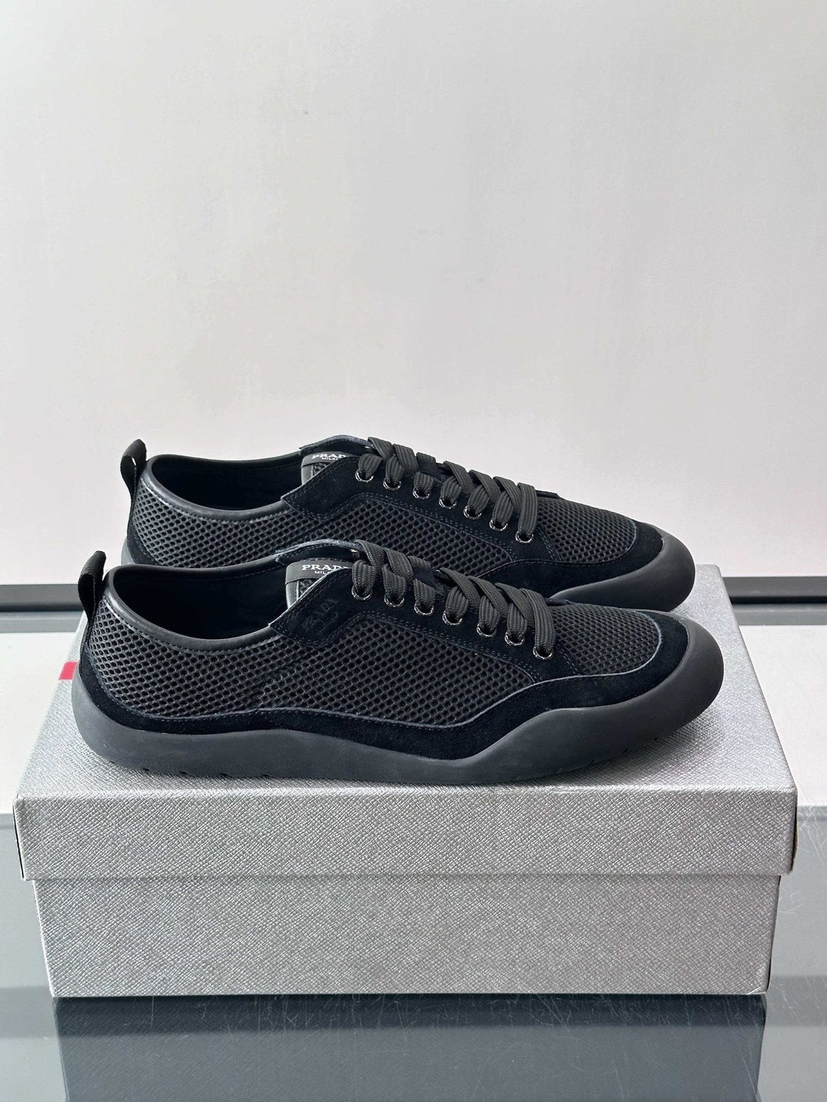 Prada Men's Low-Top Perforated Sneakers