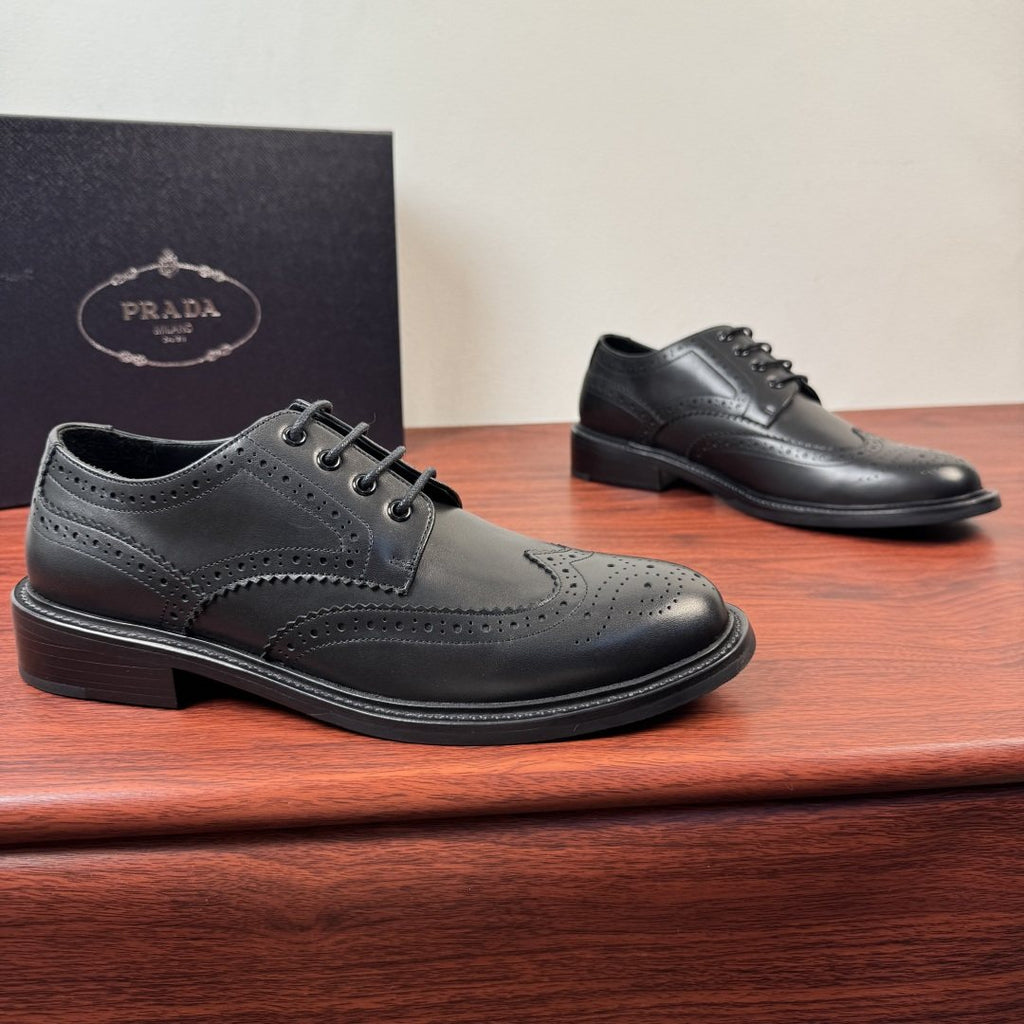Prada Men's Burnished Brogue Derby Shoes