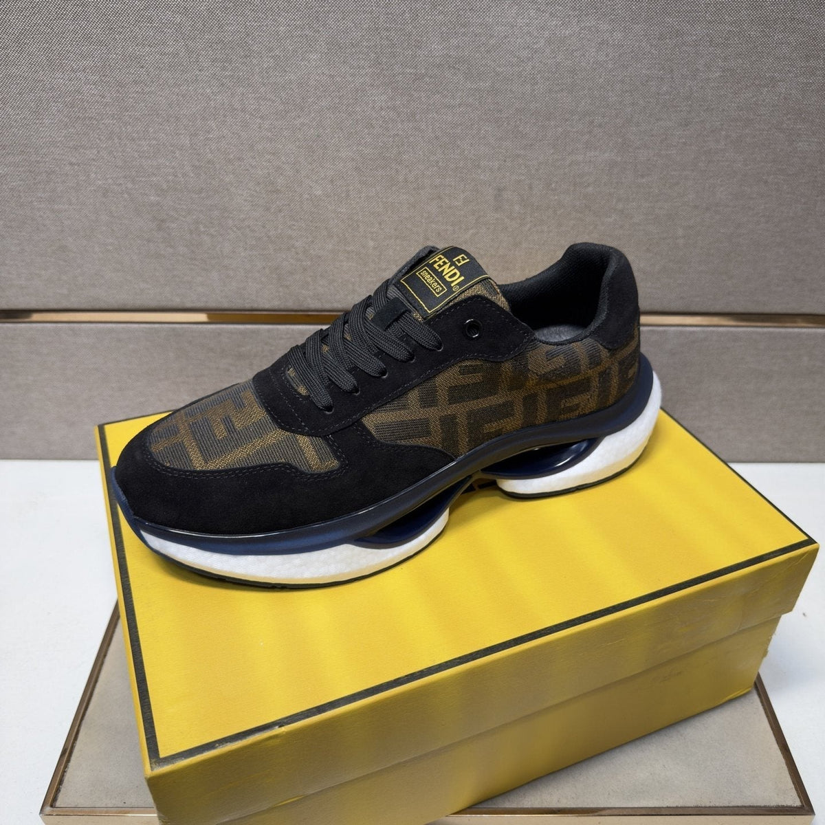 Fendi Men's Monogram Panel Low-Top Sneakers