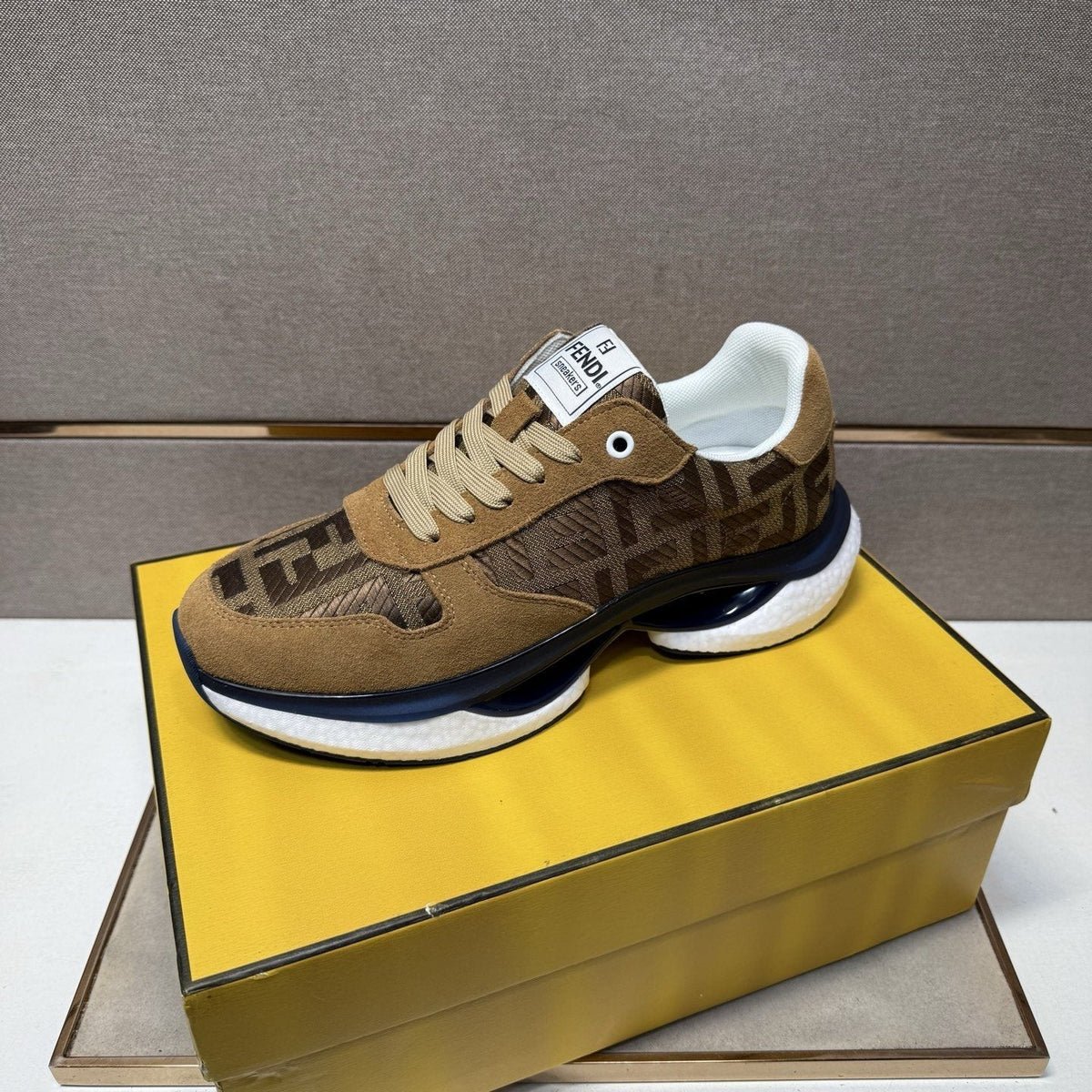 Fendi Men's Monogram Panel Low-Top Sneakers