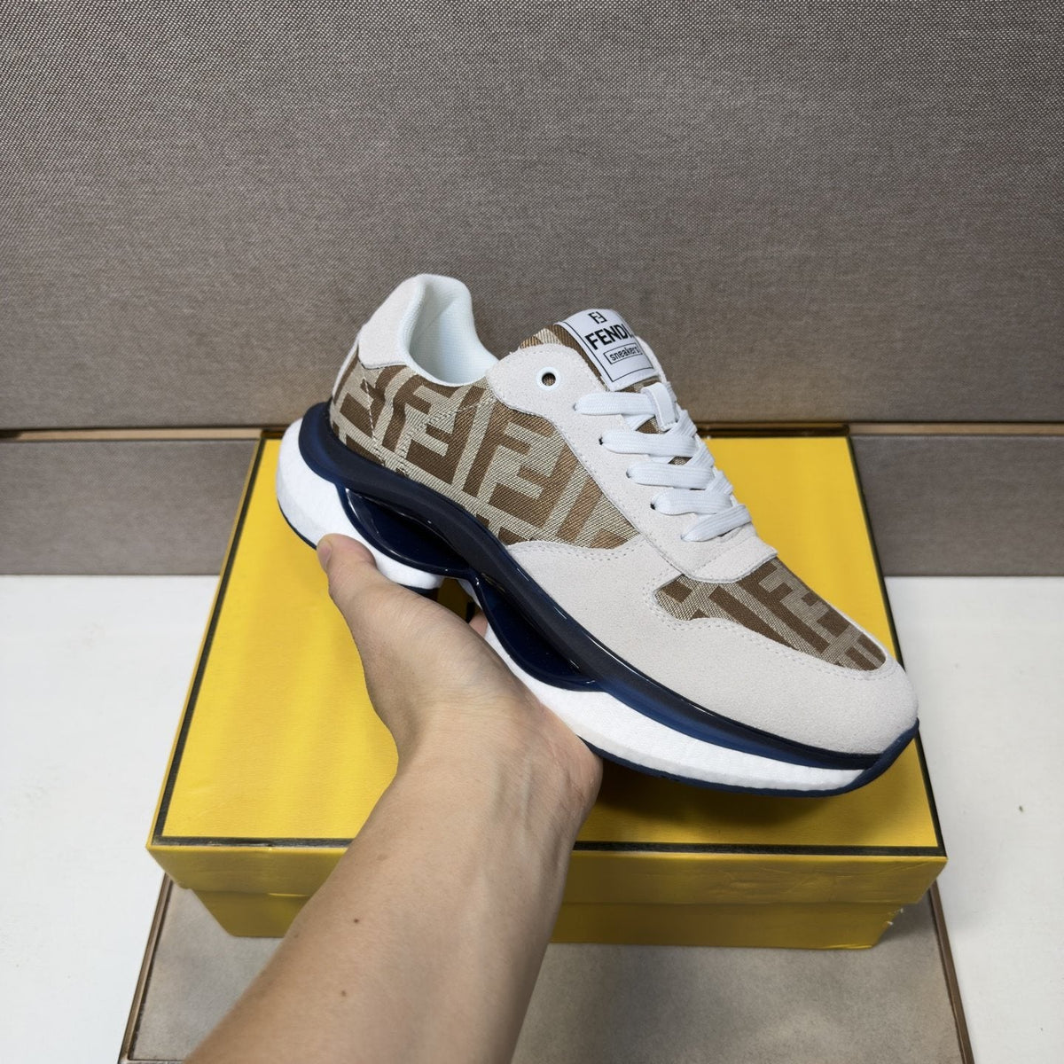 Fendi Men's Monogram Panel Low-Top Sneakers