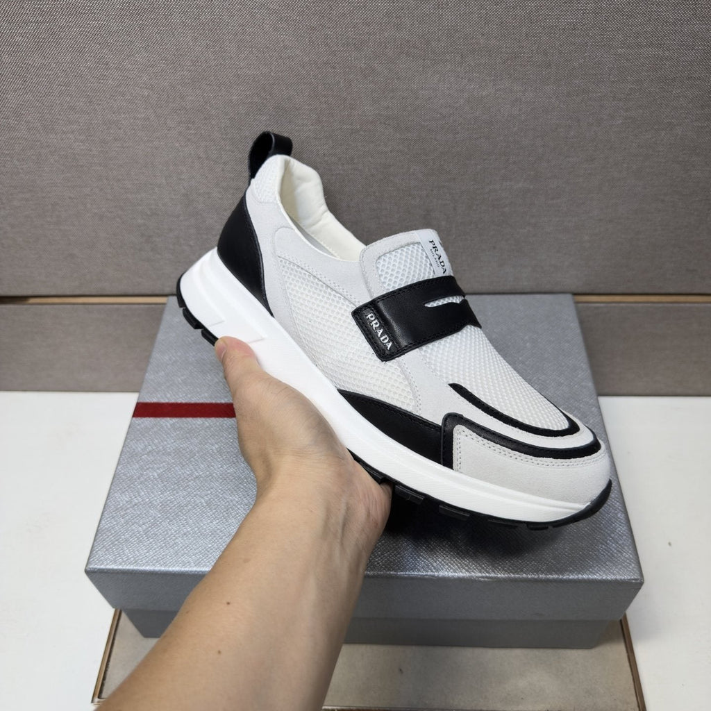 Prada Dark Navy Mesh Slip-On Sneakers