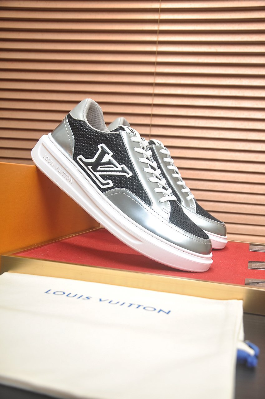 Louis Vuitton Men's Metallic Panel Low-Top Sneakers