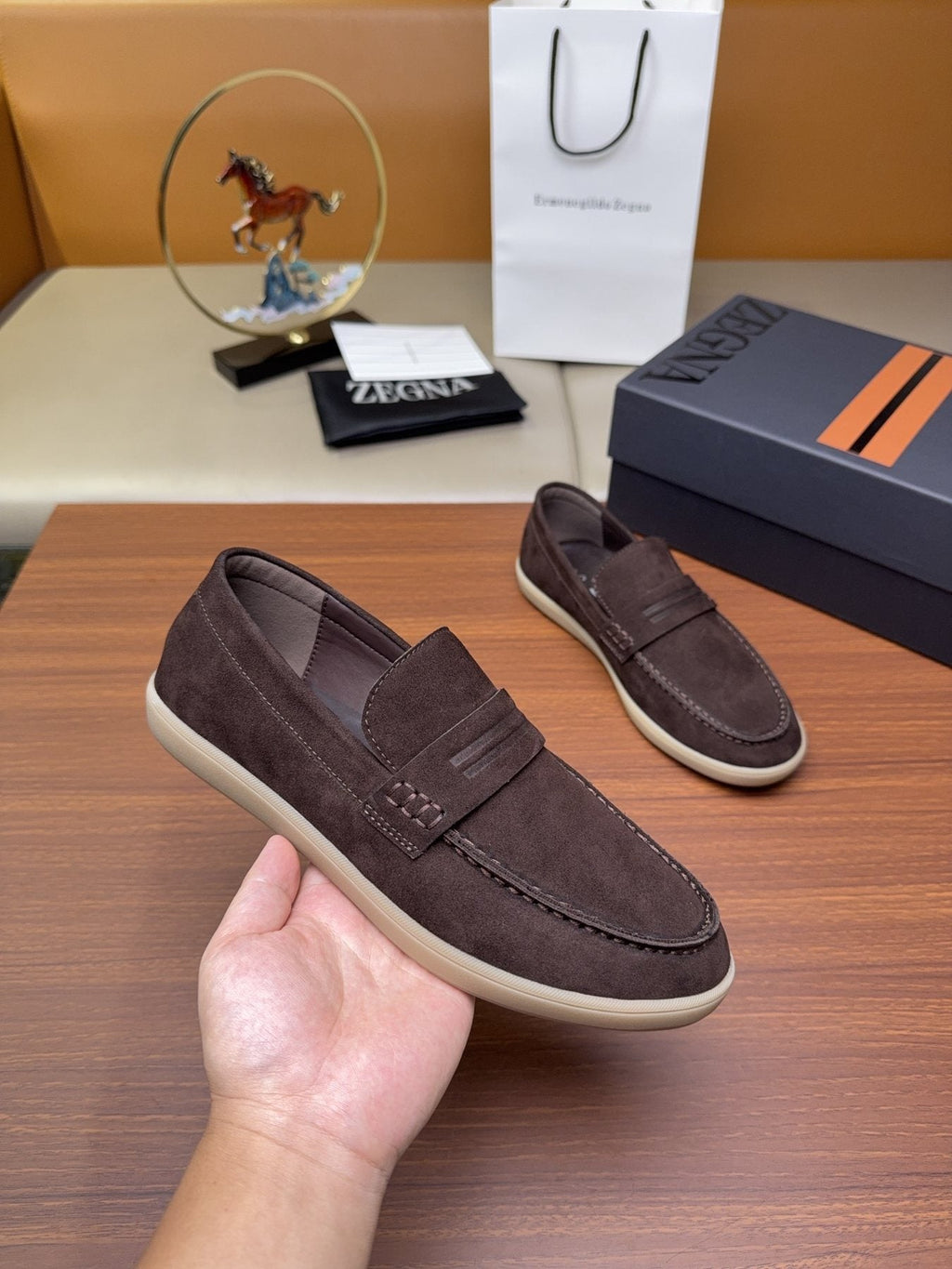 Zegna Men's Suede Strap Loafers