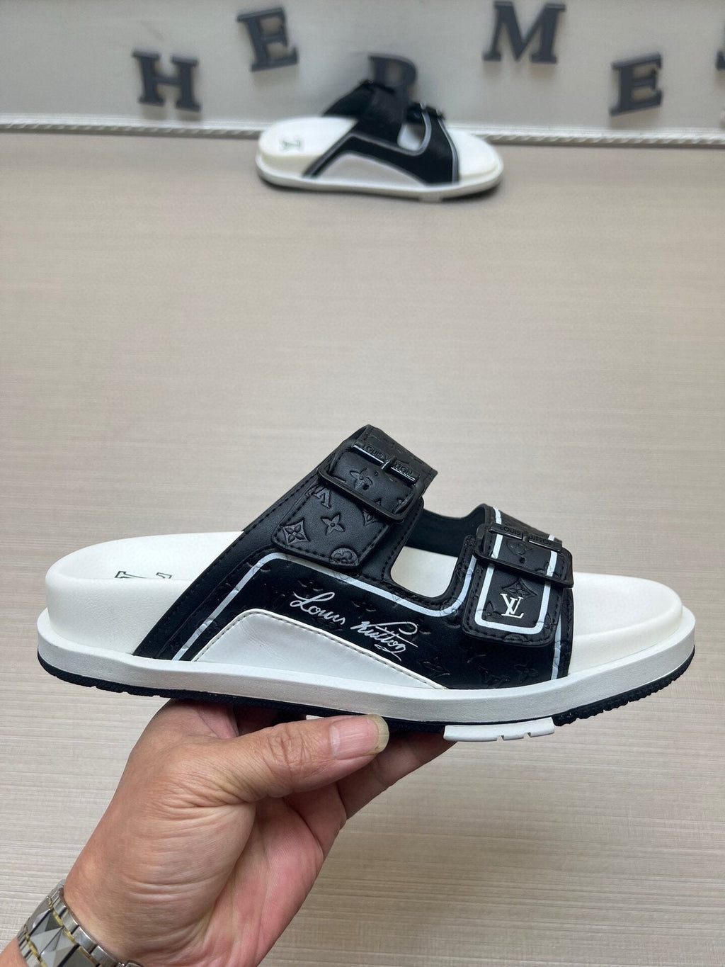 Louis Vuitton Double-Buckle Slide Sandals