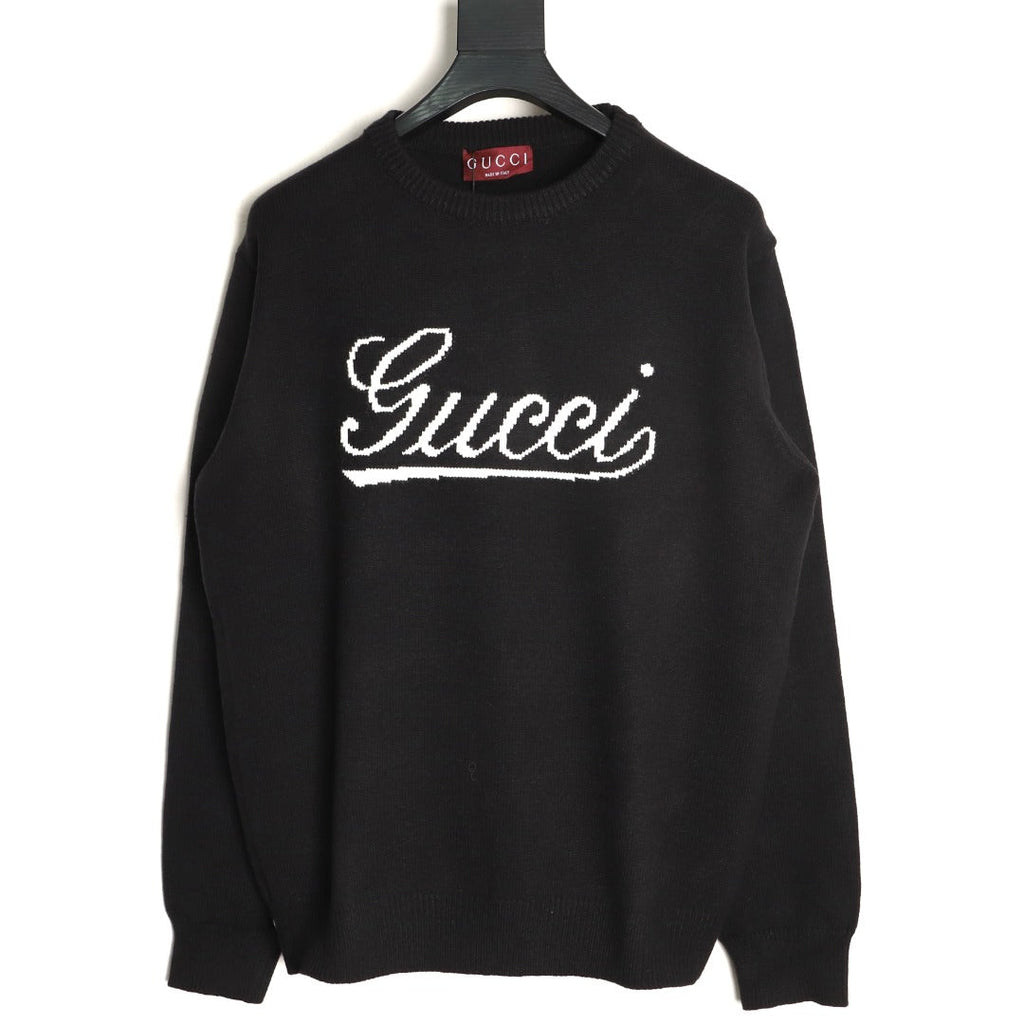 Gucci Signature-Logo Crewneck Sweater - Black